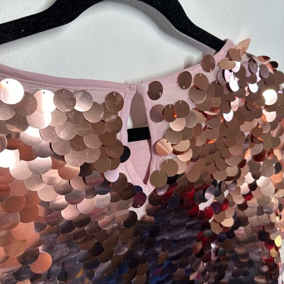 Eva Franco Anthropologie Sallia Sequin Rose Gold Tee NWT Size Small - Picture 9 of 16